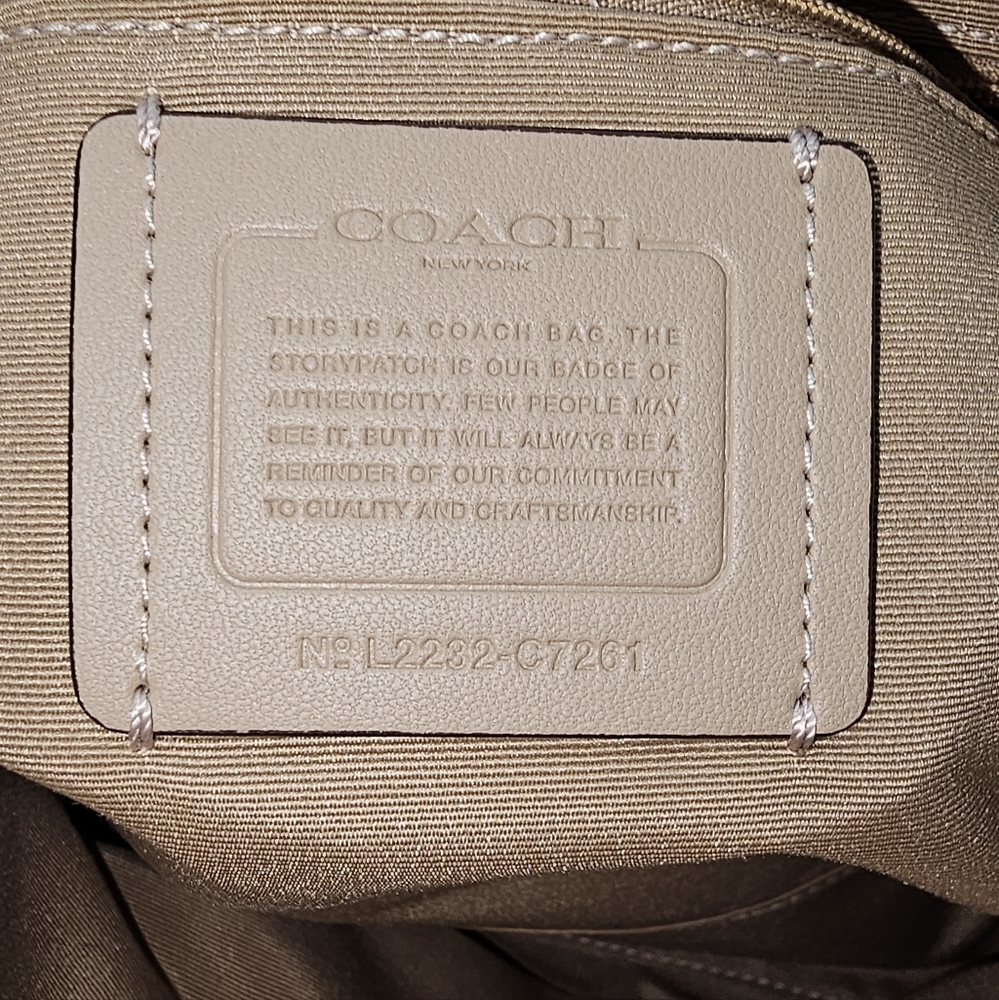 COACH Kacey Satchel/Crossbody Beige and Cream  with Faux Snake Skin  Handles - Picture 10 of 12